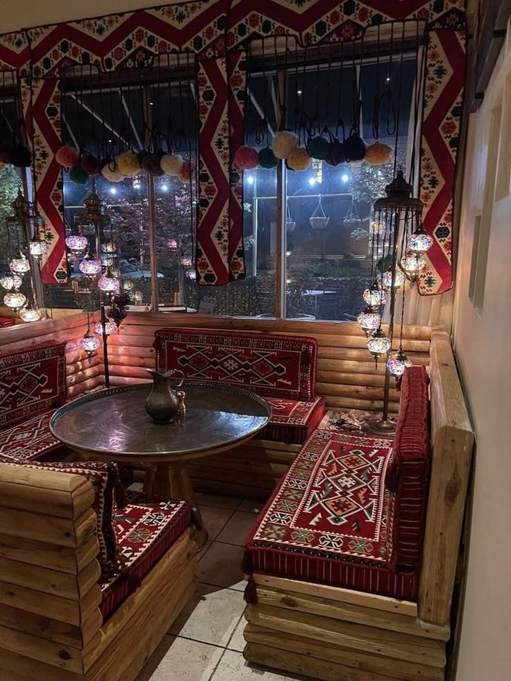 Palm's Café cozy Turkish-style interior seating